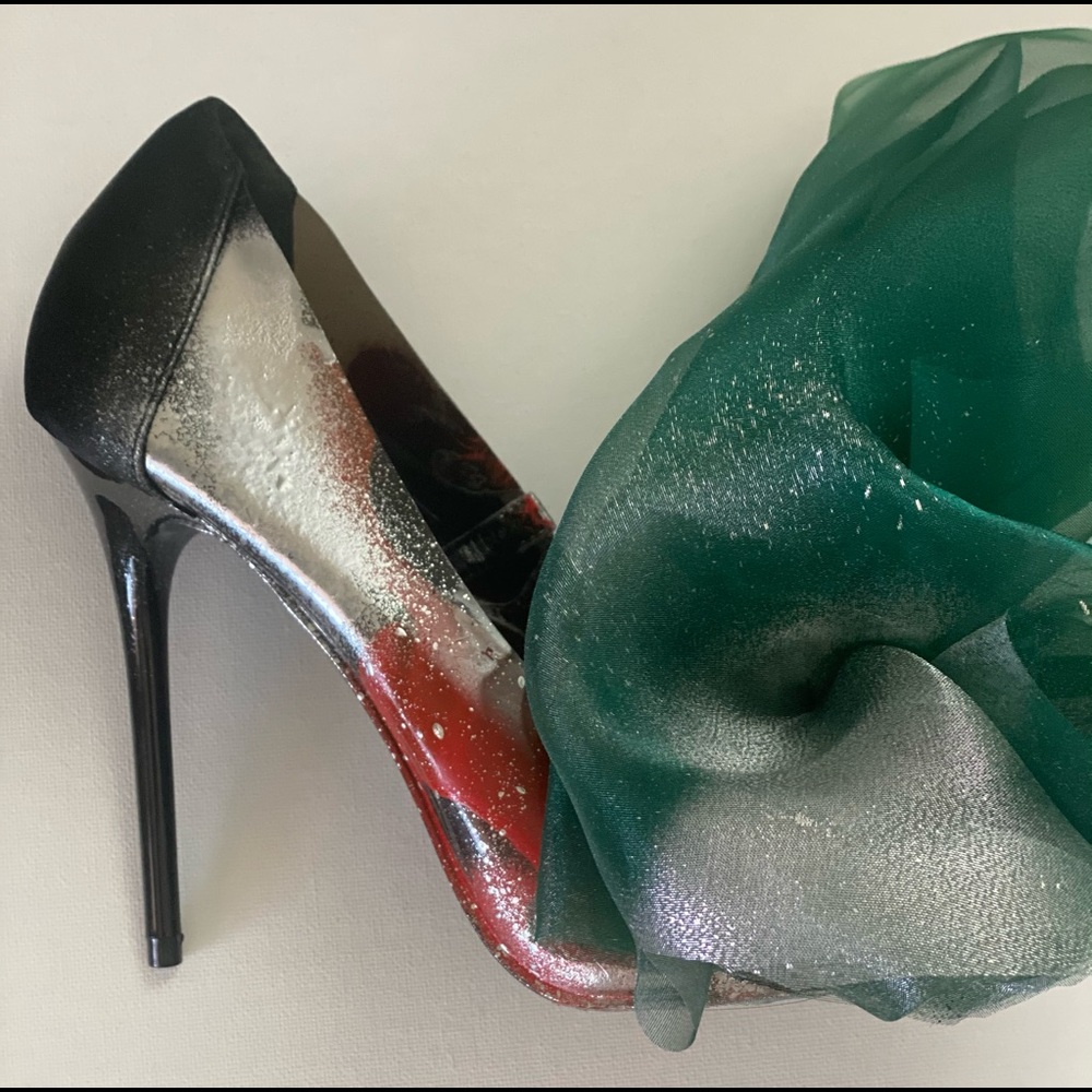 Green Organza Heel Custom Made